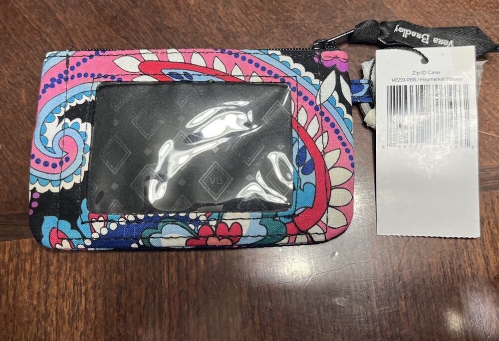 Vera Bradley Zip ID Case Haymarket Paisley Key Ring Coin Purse